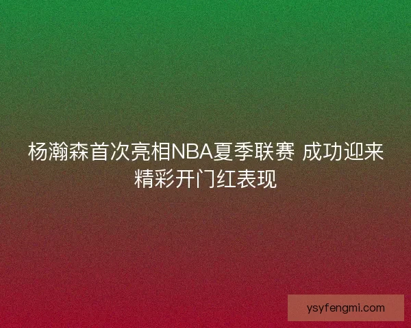 杨瀚森首次亮相NBA夏季联赛 成功迎来精彩开门红表现