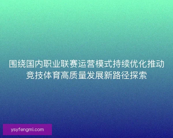 围绕国内职业联赛运营模式持续优化推动竞技体育高质量发展新路径探索 围绕国内职业联赛运营模式持续优化推动竞技体育高质量发展新路径探索