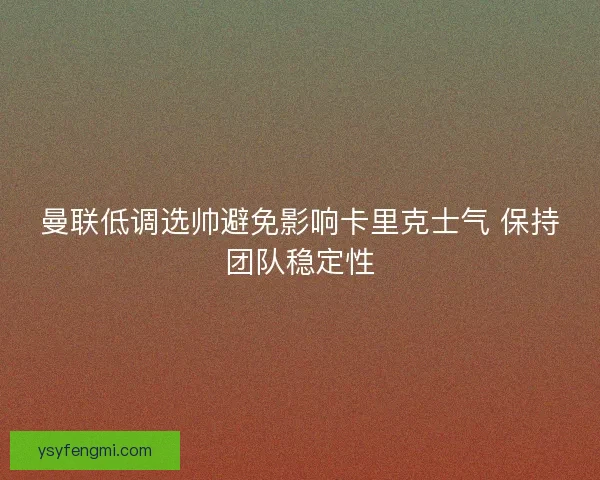 曼联低调选帅避免影响卡里克士气 保持团队稳定性